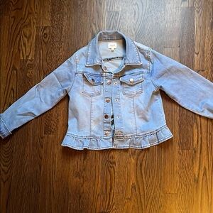 seed Heritage Light Blue Denim Ruffle Hem Kids Jacket